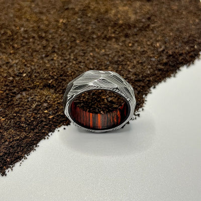 Rock Hammered Finish Damascus Twisted Promise Ring - RustyStudioUSA