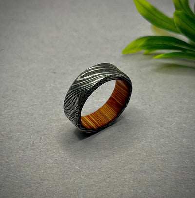 Damascus Simple Ring Damascus Steel Wedding Band Damascus Ring For Men Engagement Ring Men Promise Ring Anniversary Ring Dome Ring Men Rings - RustyStudioUSA