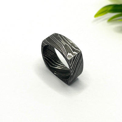 Damascus Steel Ring Man Promise Ring Women Damascus Steel Men Jewelry Man Ring Wedding Band for Men Damascus ring for Men Simple Ring Gift - RustyStudioUSA