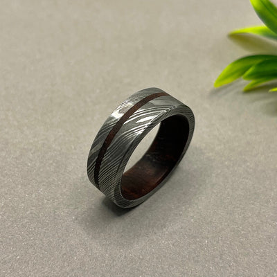 Damascus Steel Rings For Women Wood Rings For Men Wooden Rings Unique Wood Ring For Women Promise Band Unique Jewelry Gift For Her Wood Ring - RustyStudioUSA