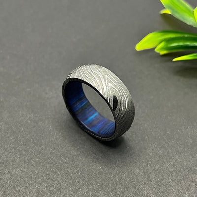 Man Rings Wedding Band Damascus Ring Steel Rings for women Rings for men Damascus ring men Engagement Anniversary Proposal Gift for Husband - RustyStudioUSA