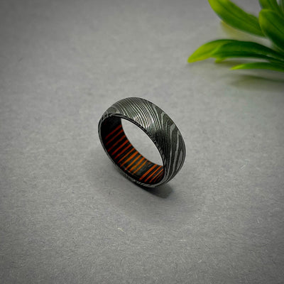 Wedding Band Mens Ring Mens Wedding Band Damascus Ring Exotic Wooden Ring Engagement Ring & Wedding Ring, Rings for men or Rings for Women - RustyStudioUSA