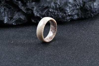 Elk Antler Ring, Unique Wedding Band, Natural Shed Antler Men Ring, Custom Antler Wedding Ring - RustyStudioUSA